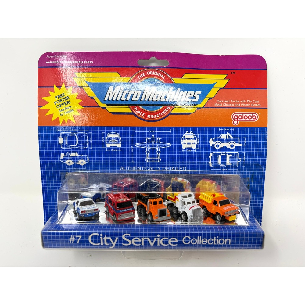 Vintage 1987 Micro Machines City Service Collection 7 Galoob New In Package